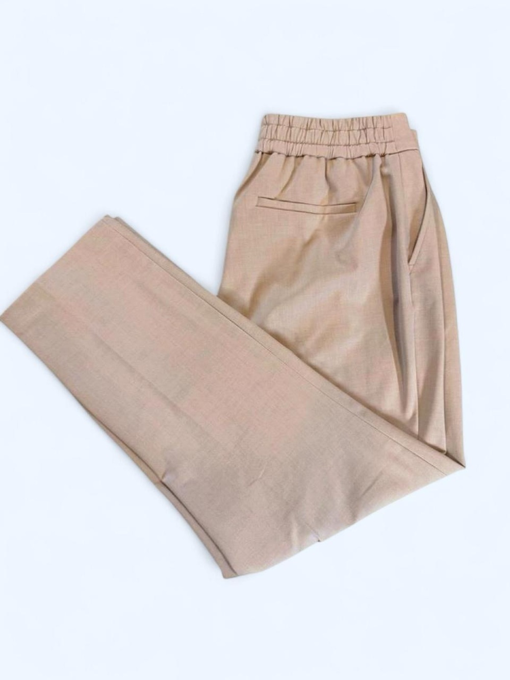 Hilary Radley Tan Elastic-Waist Pleated Chinos